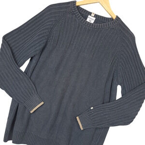 Columbia Mens Sweater Long Sleeve Crew Neck Ribbed Pullover XL Gray Fisherman